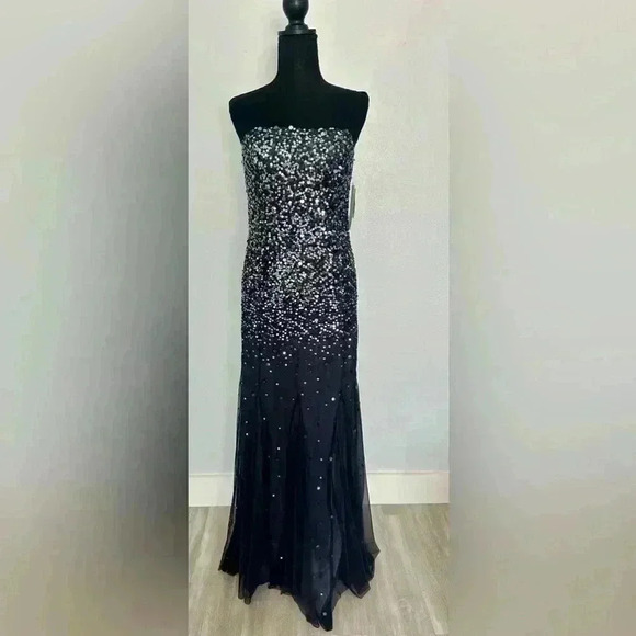 165. NWT Adrianna Papell Beaded Maxi Gown Dress size 4 - Picture 7 of 12